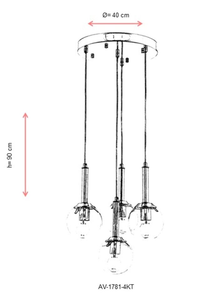Ada Modern Avize E27 48W 40cm Metal Krom Avonni-AV-1781-4KT