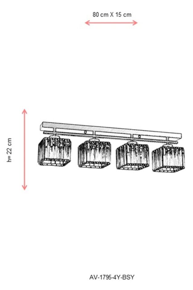 Trap Modern Avize E27 48W 80x15cm Metal Siyah Avonni-AV-1795-4Y-BSY