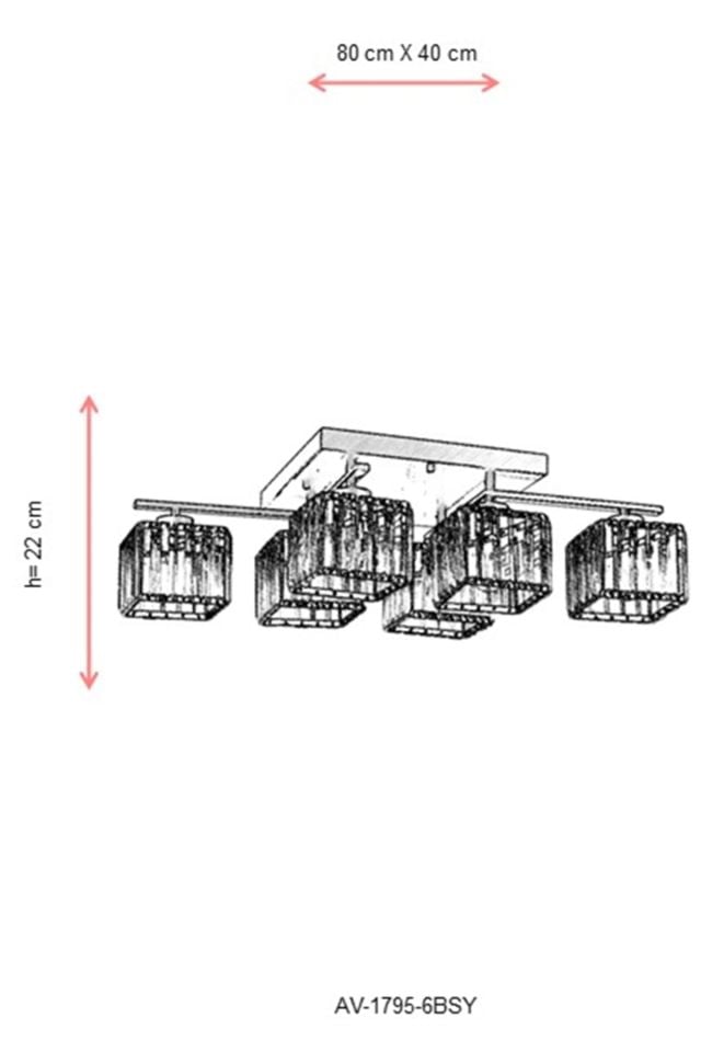 Trap Modern Avize E27 72W 80x40cm Metal Siyah Avonni-AV-1795-6BSY