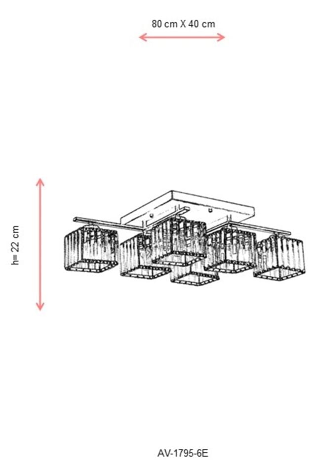 Trap Modern Avize E27 72W 80x40cm Metal Eskitme Avonni-AV-1795-6E