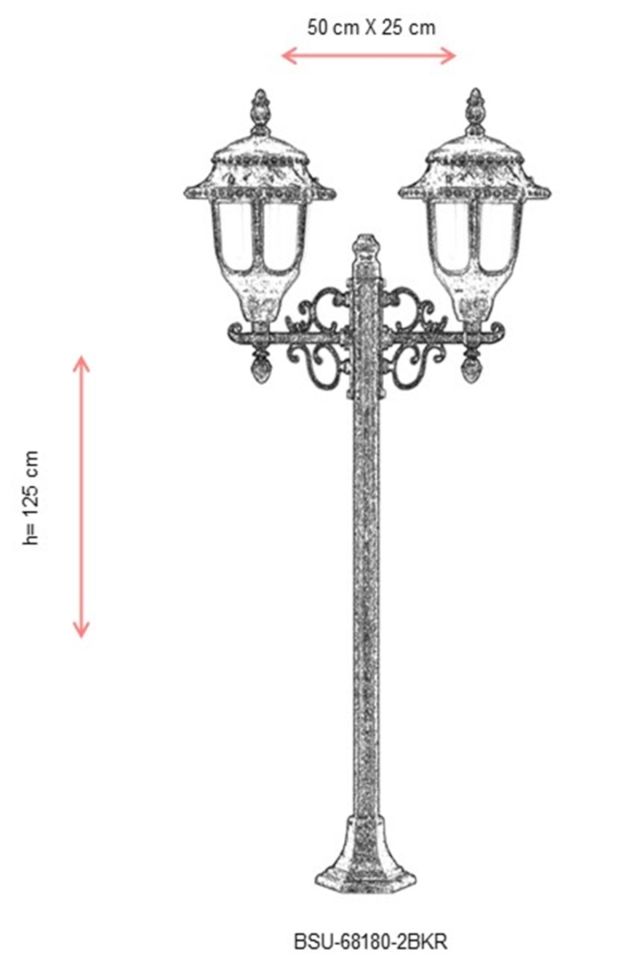 Bahçe Set Üstü Aydınlatma E27 24W 50x25cm Çelik Boru Kahverengi Dorbien-BSU-68180-2BKR