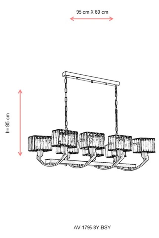Trap Modern Avize E27 96W 90x60cm Metal Eskitme/Siyah Avonni-AV-1795-8Y-BSY