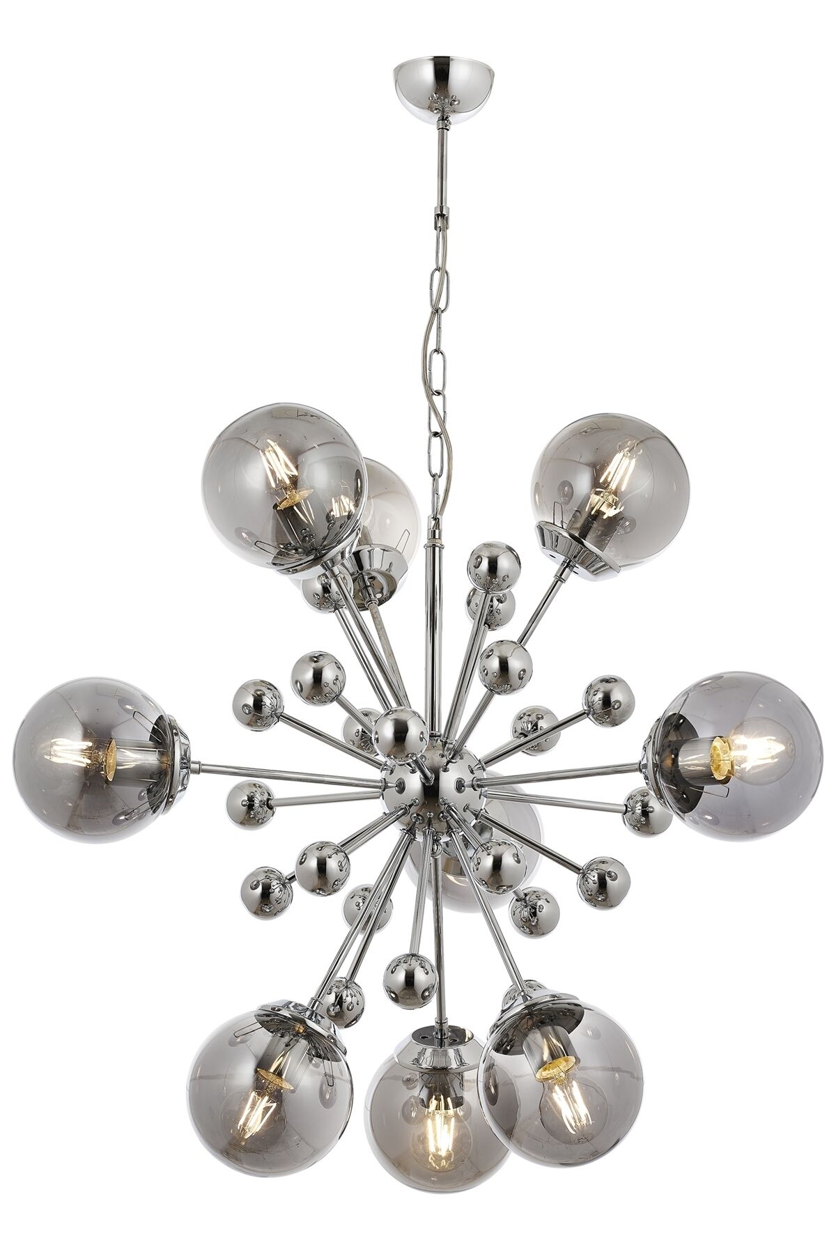 Molekül Modern Avize E27 108W 60cm Metal, Cam Krom Avonni-AV-1797-9K