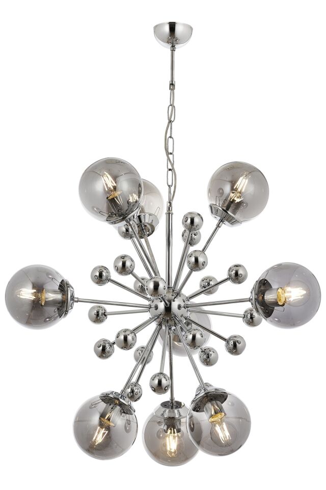 Molekül Modern Avize E27 108W 60cm Metal, Cam Krom Avonni-AV-1797-9K