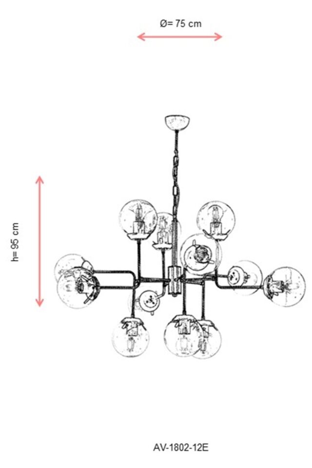 Key Modern Avize E27 144W 75cm Metal Eskitme Avonni-AV-1802-12E