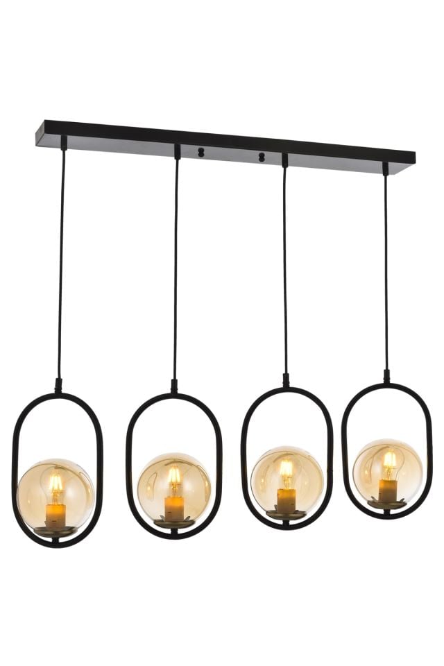 Catch Modern Avize E27 48W 85x15cm Metal Siyah Avonni-AV-4275-4Y-BSY