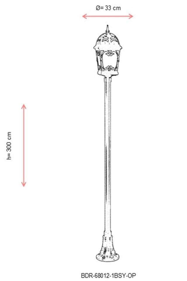 Bahçe Direkleri E27 12W 33cm Alüminyum Siyah Dorbien-BDR-68012-1BSY-OP