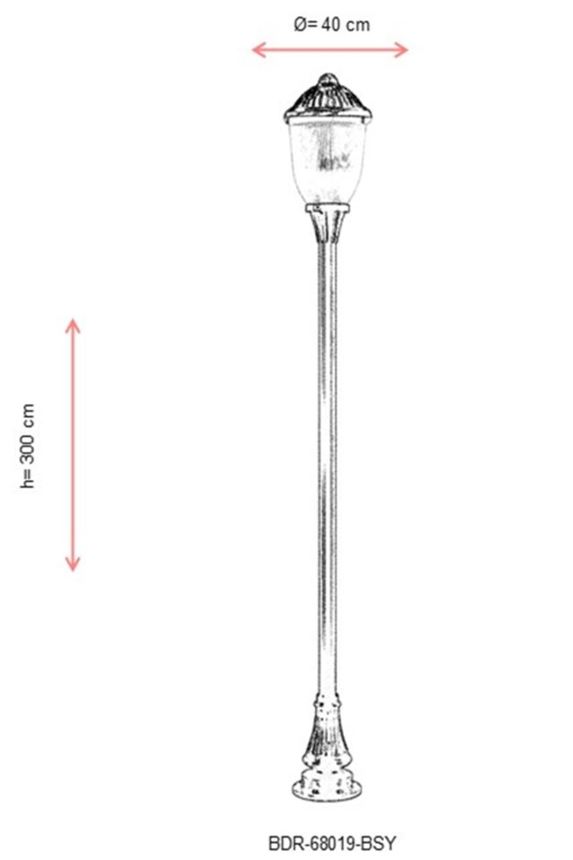 Bahçe Direkleri E27 12W 40cm Alüminyum Siyah Dorbien-BDR-68019-BSY
