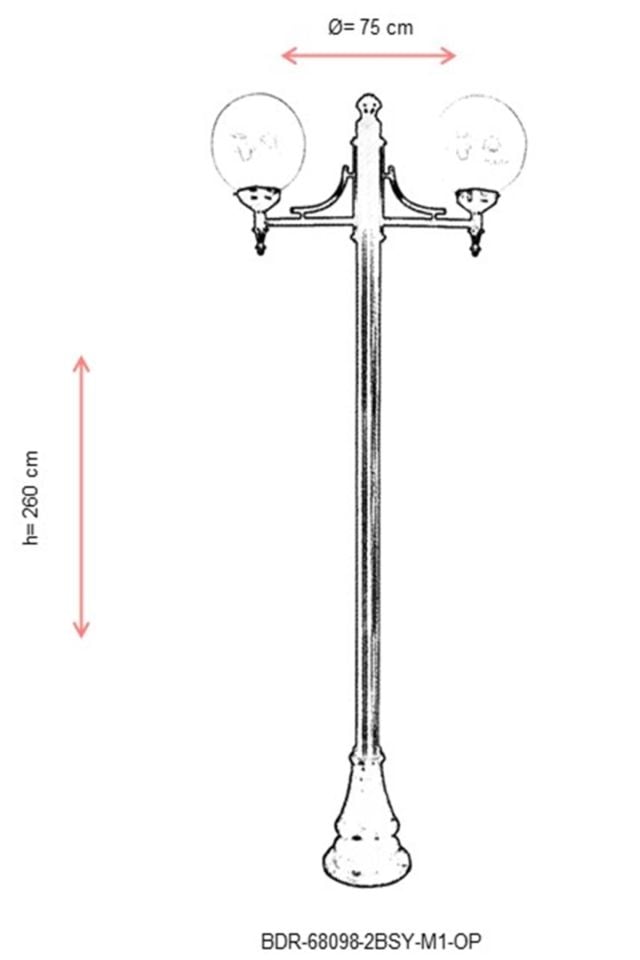 Bahçe Direkleri E27 24W 75cm Alüminyum Siyah Dorbien-BDR-68098-2BSY-M1-OP