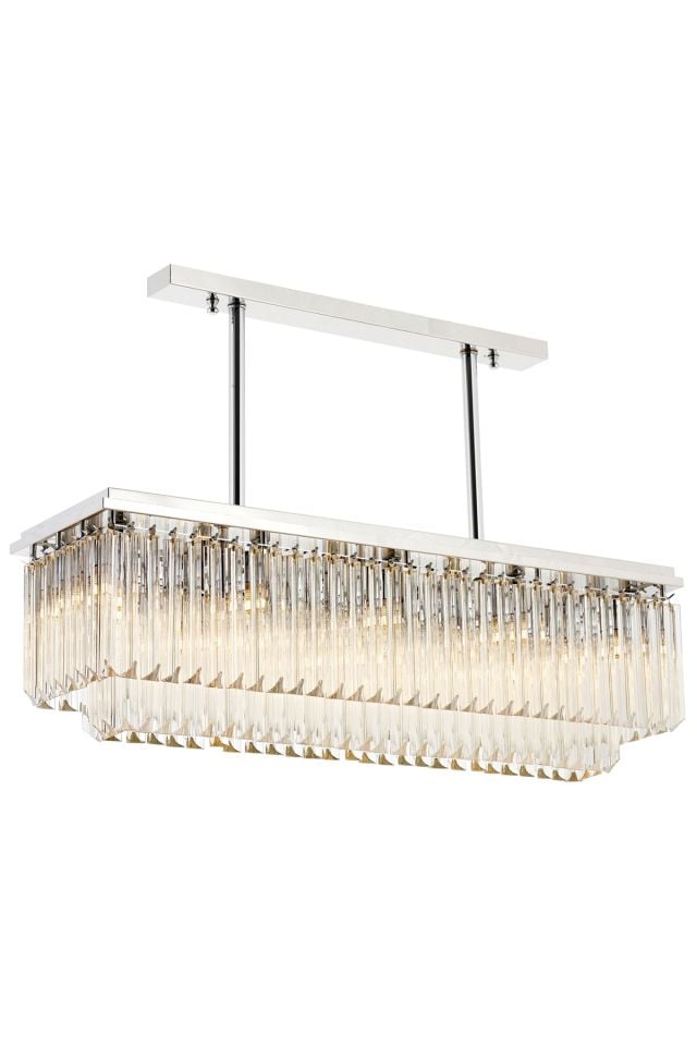 Elsa Klasik Avize E14 90W 100x30cm Metal Krom Avonni-AV-4302-K30X100