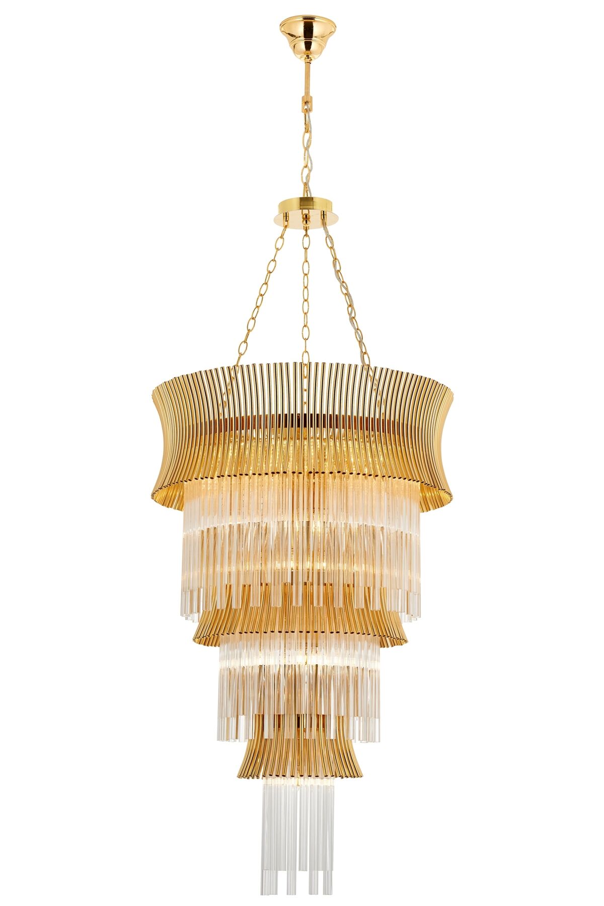 Corn Klasik Avize E14 126W 65cm Metal Sarı Avonni-AV-4312-S65