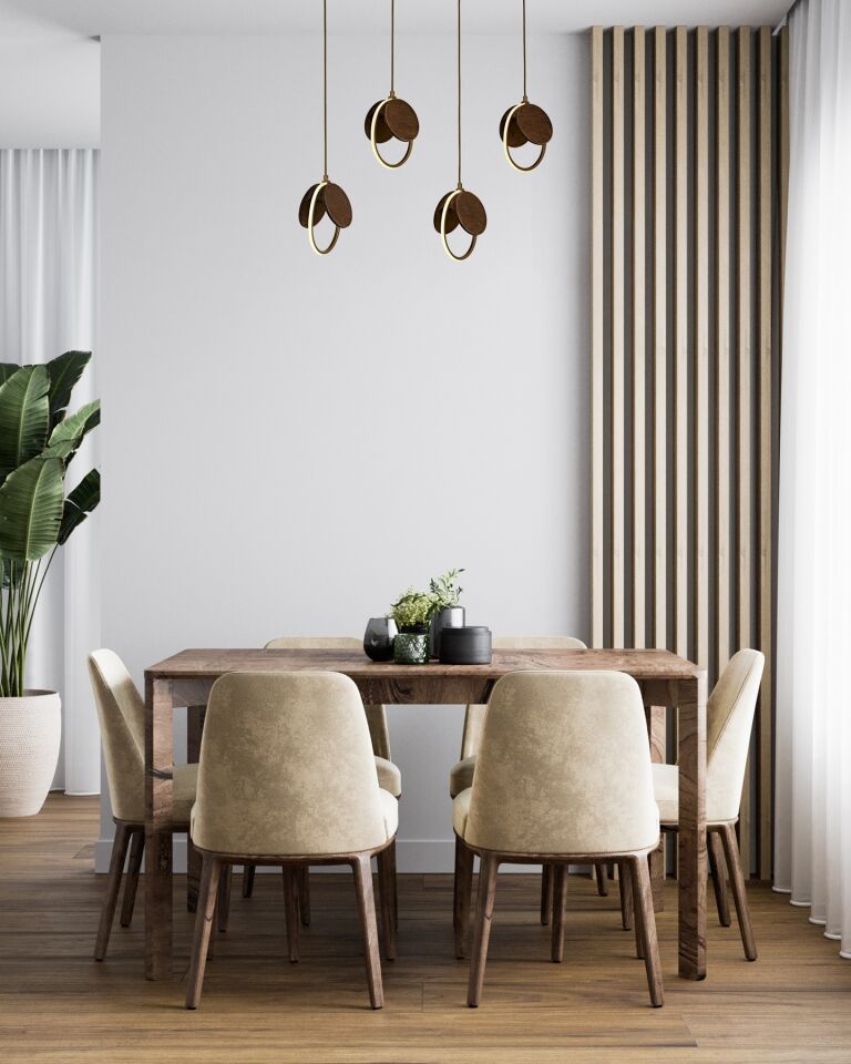 Oreo Modern Avize LED 31W 80x20cm Ahşap Eskitme Avonni-AV-1847-4EY