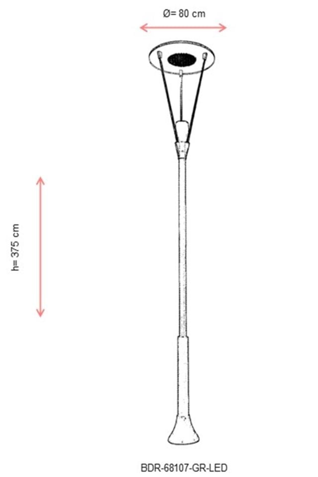 Bahçe Direkleri LED 150W 80cm Çelik Boru Gri Dorbien-BDR-68107-GR-LED