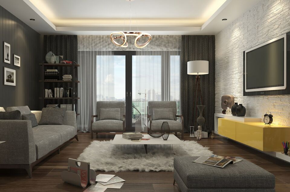 Şans Modern Avize LED 44W 45x42cm Alüminyum Profil Bakır Dorbien-AV-6117-4BKR