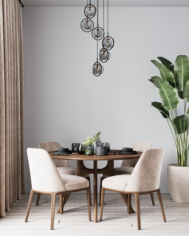 Rumple Modern Avize E14 36W 40cm Metal Siyah Avonni-AV-1850-6T-BSY