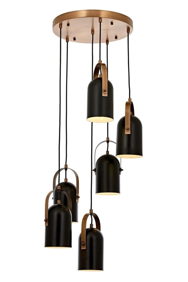 Eggplant Modern Avize E27 72W 40cm Metal Siyah/Eskitme Avonni-AV-1860-6ET
