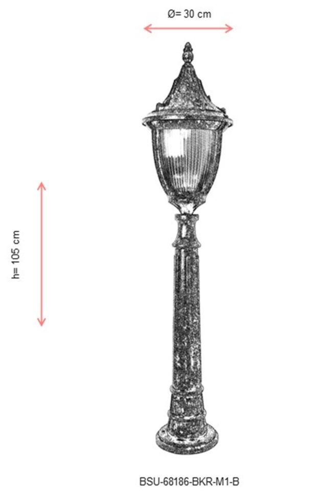 Bahçe Set Üstü Aydınlatma E27 12W 30cm ABS Siyah Dorbien-BSU-68186-BKR-M1-B