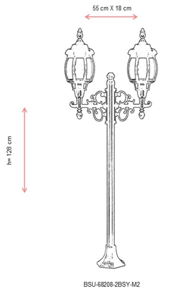 Bahçe Set Üstü Aydınlatma E27 24W 55x18cm Alüminyum Siyah Dorbien-BSU-68208-2BSY-M2