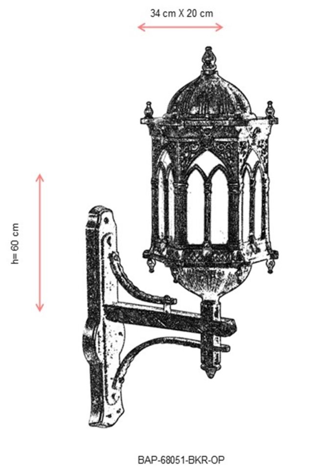 Bahçe Aplik E27 12W 34x20cm Alüminyum Kahverengi Dorbien-BAP-68051-BKR-OP