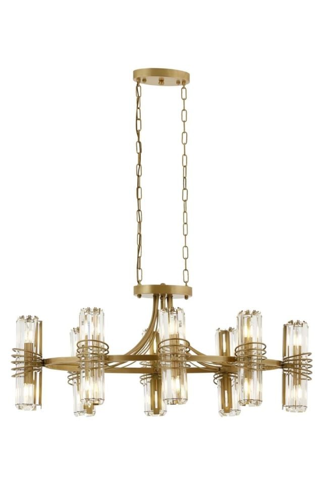 Parşömen Klasik Avize E14 96W 100x60cm Metal Eskitme Avonni-AV-1906-8E-YM