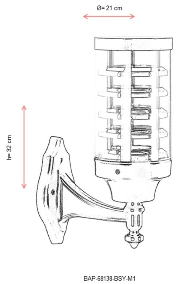 Bahçe Aplik E27 12W 21cm Alüminyum Siyah Dorbien-BAP-68138-BSY-M1