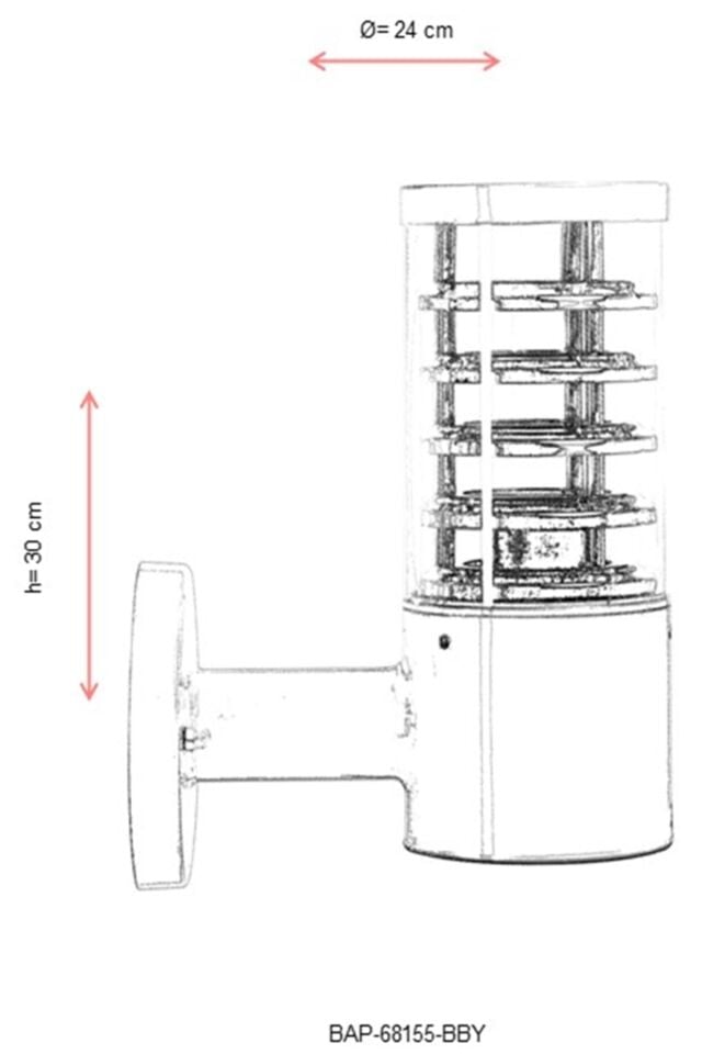 Bahçe Aplik E27 12W 24cm Alüminyum Gri Dorbien-BAP-68155-BBY