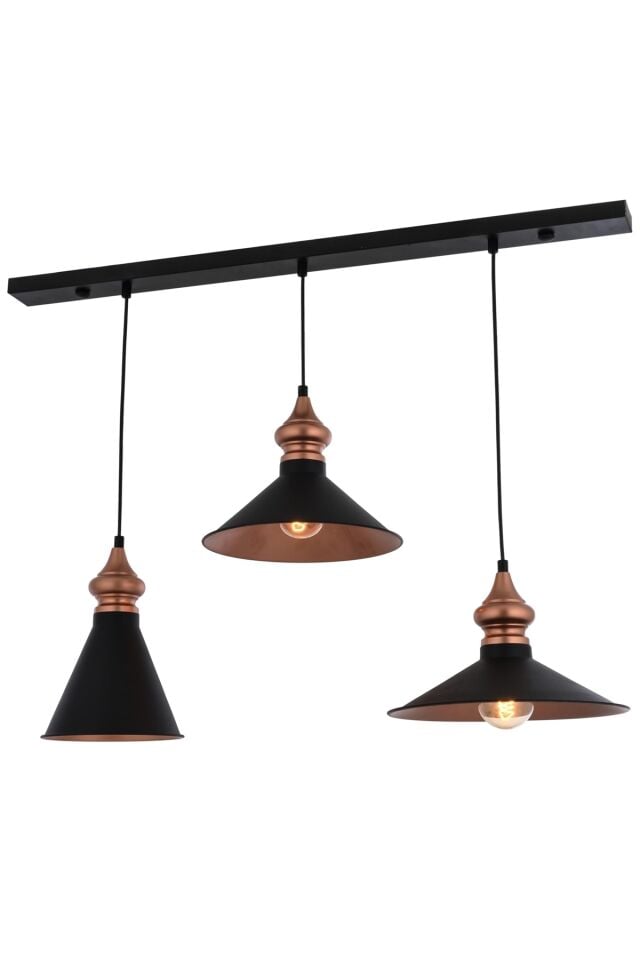 Akasya Modern Avize E27 36W 65x20cm Metal Siyah Avonni-AV-4106-M15-3Y-BSY