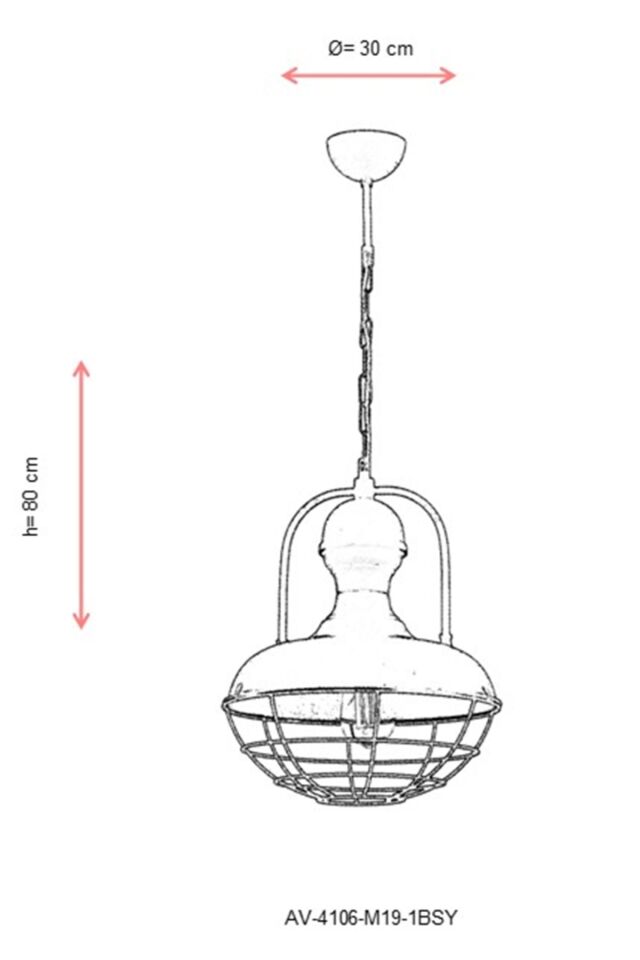Akasya Sarkıt E27 12W 30cm Metal Siyah Avonni-AV-4106-M19-1BSY