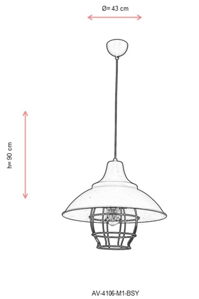 Akasya Sarkıt E27 12W 43cm Metal Siyah Avonni-AV-4106-M1-BSY