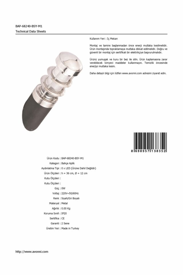 Bahçe Aplik E27 12W 12cm Alüminyum Profil Gri/Siyah Dorbien-BAP-68240-BSY-M1