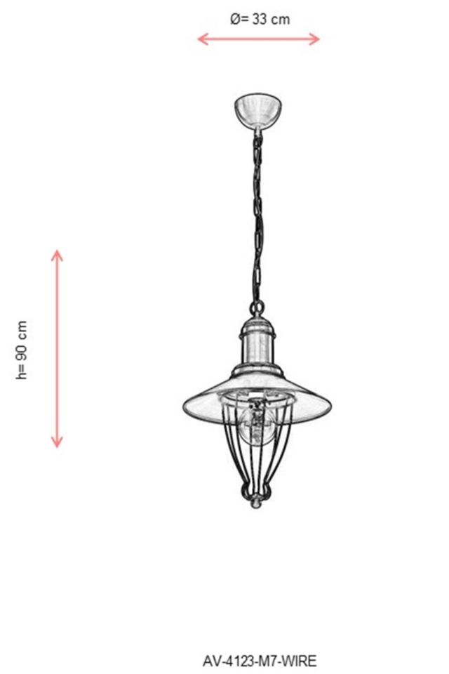 Gardenya Sarkıt E27 12W 33cm Metal Eskitme Avonni-AV-4123-M7-WIRE