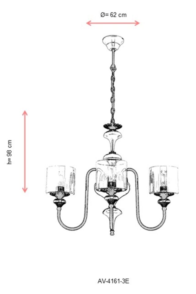Odın Modern Avize E27 36W 62cm Metal Eskitme Avonni-AV-4161-3E