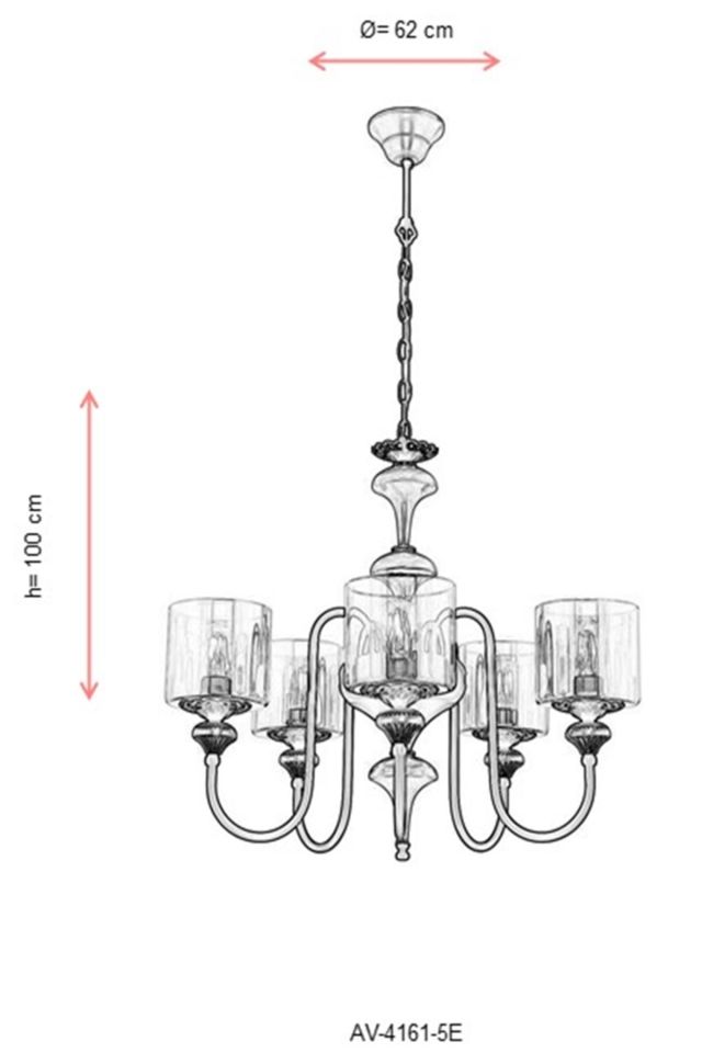Odın Modern Avize E27 60W 62cm Metal Eskitme Avonni-AV-4161-5E