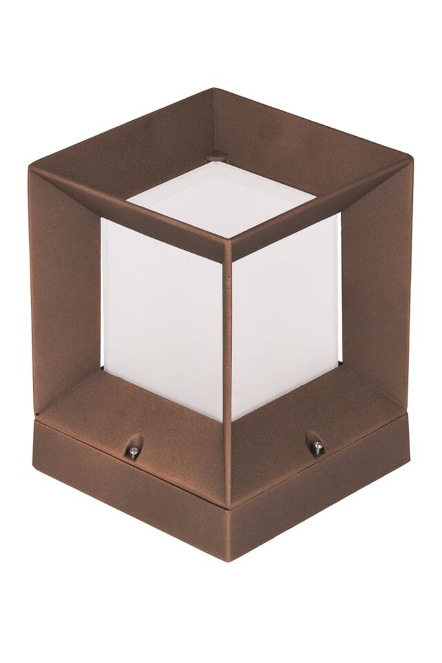 Bahçe Aplik E27 12W 22x22cm Çelik Boru Kahverengi Dorbien-BAP-68273-BKR-M2-K
