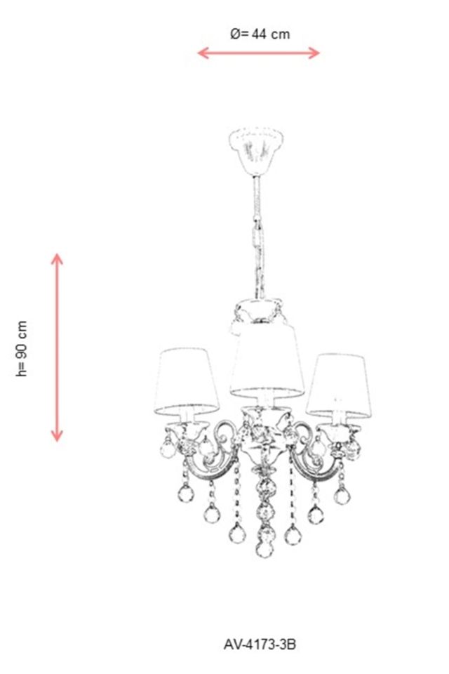 Salto Klasik Avize E14 18W 44cm Metal Beyaz Avonni-AV-4173-3B