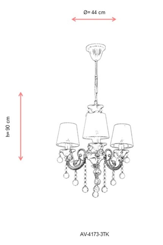 Salto Klasik Avize E14 18W 44cm Metal Turkuaz Avonni-AV-4173-3TK