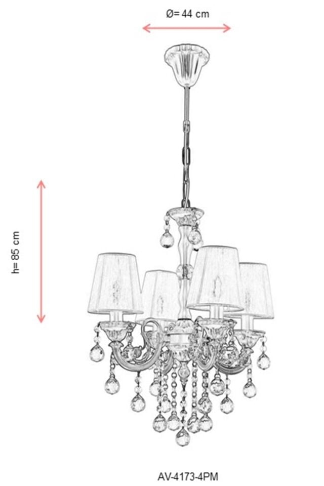 Salto Klasik Avize E14 24W 44cm Metal Pembe Avonni-AV-4173-4PM