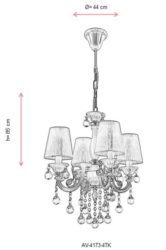 Salto Klasik Avize E14 24W 44cm Metal Turkuaz Avonni-AV-4173-4TK