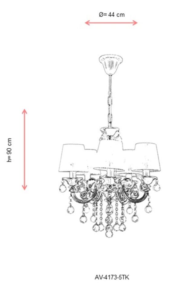 Salto Klasik Avize E14 30W 44cm Metal Turkuaz Avonni-AV-4173-5TK