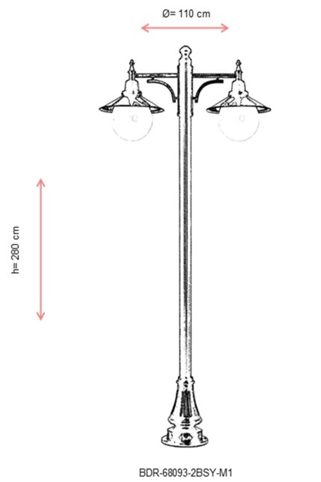 Bahçe Direkleri E27 24W 110cm Alüminyum Siyah Dorbien-BDR-68093-2BSY-M1