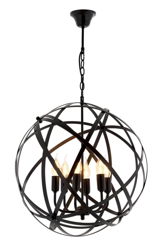 Sımona Modern Avize E14 36W 50cm Metal Siyah Avonni-AV-4183-6BSY