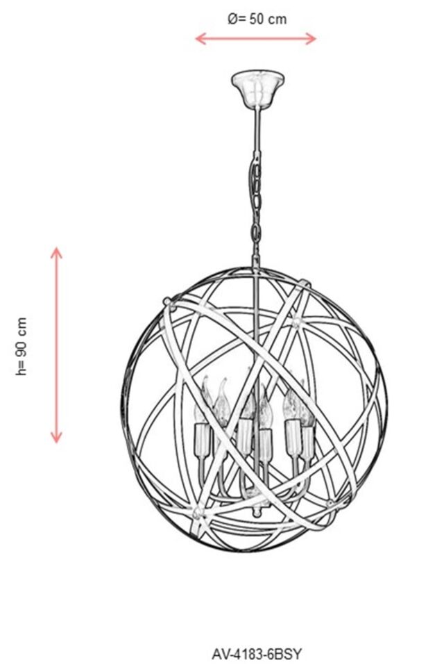 Sımona Modern Avize E14 36W 50cm Metal Siyah Avonni-AV-4183-6BSY