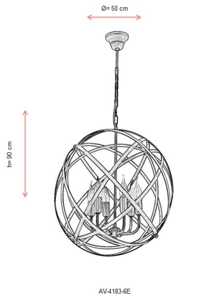 Sımona Modern Avize E14 36W 50cm Metal Eskitme Avonni-AV-4183-6E