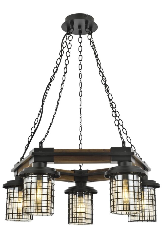 Sığınak Modern Avize E27 60W 50cm Metal Eskitme Avonni-AV-4216-5ET