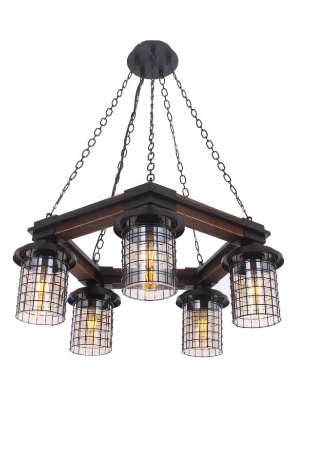 Sığınak Modern Avize E27 60W 50cm Metal Eskitme Avonni-AV-4216-5ET