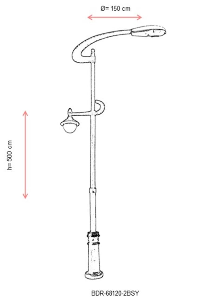 Bahçe Direkleri E27 24W 150cm Çelik Boru Siyah Dorbien-BDR-68120-2BSY
