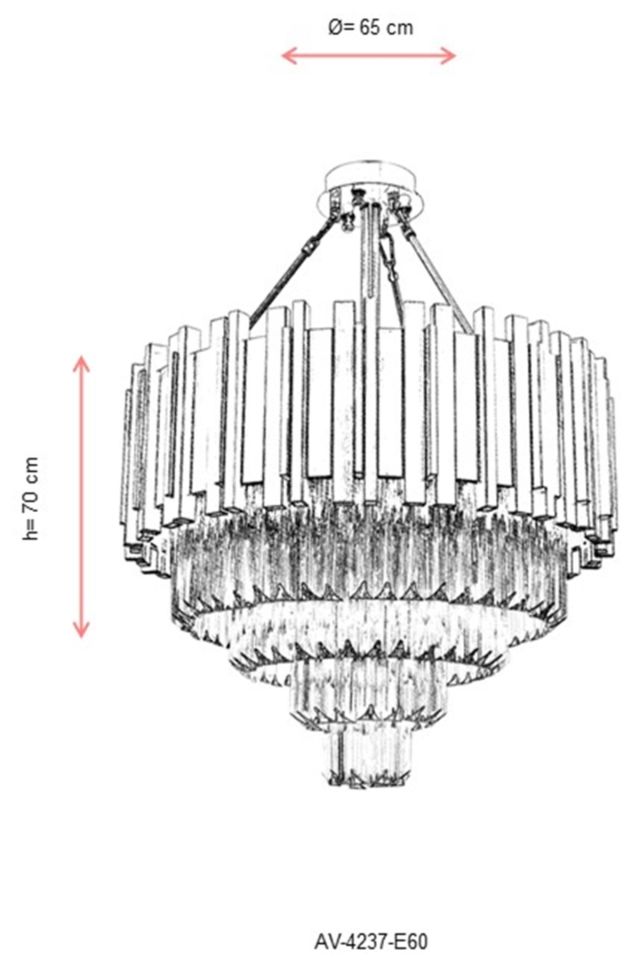 Zırh Modern Avize E14 78W 65cm Metal Eskitme Avonni-AV-4237-E60