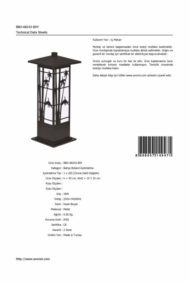 Bahçe Bollard LED 16W 15x15cm Alüminyum Profil Siyah Dorbien-BBO-68243-BSY
