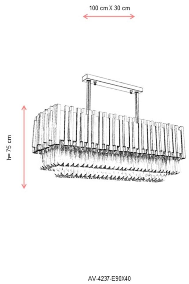 Zırh Modern Avize E14 90W 100x30cm Metal Eskitme Avonni-AV-4237-E90X40