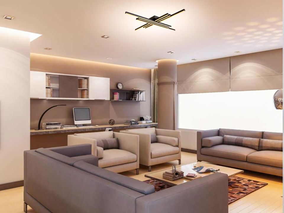 Yıldız Modern Avize LED 63W 100x100cm Alüminyum Profil Siyah Dorbien-ER-10384-6BSY